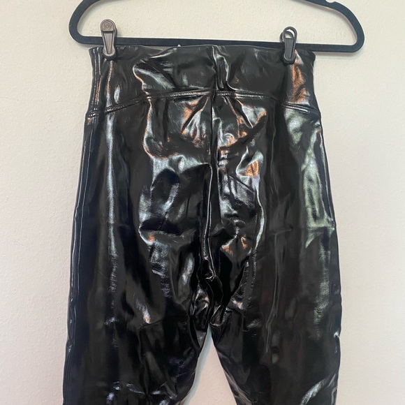 SPANX Faux Patent Leather Leggings Classic Black High Shine Sexy Sz Medium Tall - Picture 7 of 8